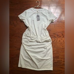 Laughido bodycon Cream Side Ruffles Dress Size 2XL NWT